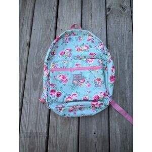 Cath Kids Floral Coated Canvas Backpack School Bag Aqua Blue Pink Flowers Kids